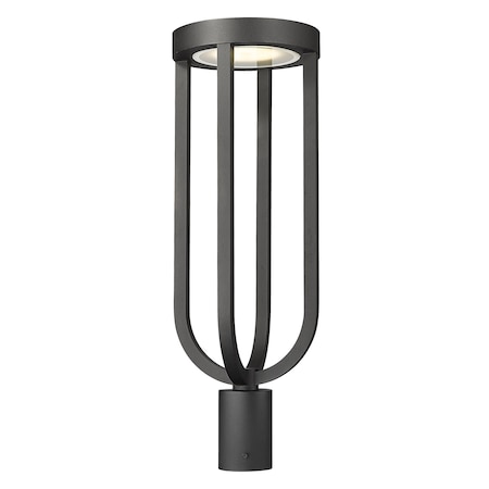 Z-Lite Leland Outdoor Post Mount Fixture, 1-Light, 9 In.W x 26.25 In.H, Sand Black/Sand Blast 5005PHB-BK-LED